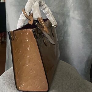 Elegant Brown Leather Tote Bag, Handbag